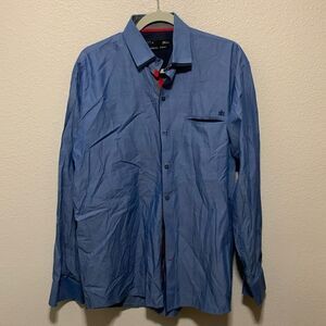 Alpha Male by Rebel Men’s Long Sleeved Dress Shirt Size 17 Blue